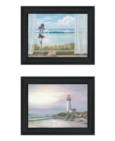 Trendy Decor 4U "Lighthouse at Sunset" Framed Wall Art for Living Room, Wall Art Print for Home Decor, Bedroom Wall Art by Georgia Janisse (Color: as Pic)