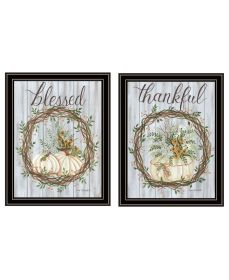 Trendy Decor 4U "Thankful and Blessed for the Fall" Framed Wall Art for Living Room, Wall Art Print for Home Decor, Bedroom Wall Art by Lisa Kennedy (Color: as Pic)