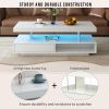 LED Coffee Table with Storage, Modern Center Table with 2 Drawers and Display Shelves, Accent Furniture with LED Lights for Living Room